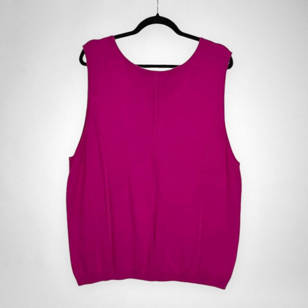 ELLEN TRACY 2X Sleeveless Knit Top In‎ Fuchsia  Plus Size - Picture 2 of 7